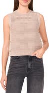 Halogen® Open Stitch Sleeveless Cotton Side Button Sweater