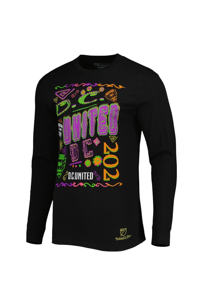 Men's Mitchell & Ness Black D.C. United Papel Picado Long Sleeve T-Shirt, Alternate, color, Black