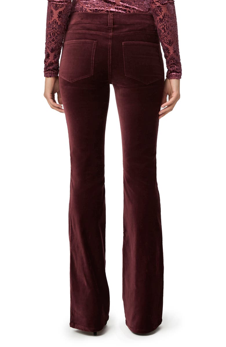 PAIGE Laurel Canyon Low Rise Bootcut Velvet Jeans, Alternate, color, Dark Oxblood