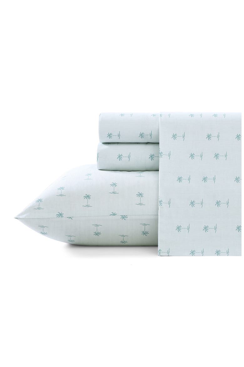 Kew Palms 200 Thread Count Sheet Set, Main, color, SILVER\BLUE