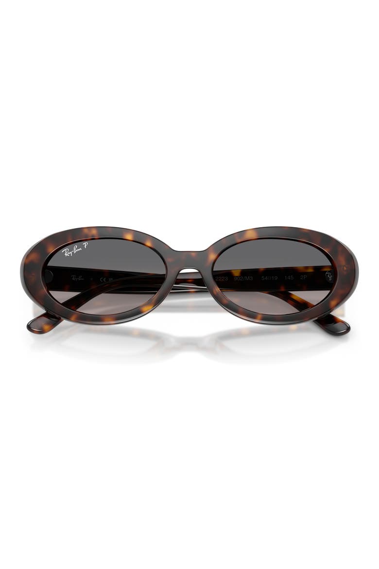 54mm Gradient Polarized Oval Sunglasses, Alternate, color, HAVANA / GREY GRADIENT POLAR
