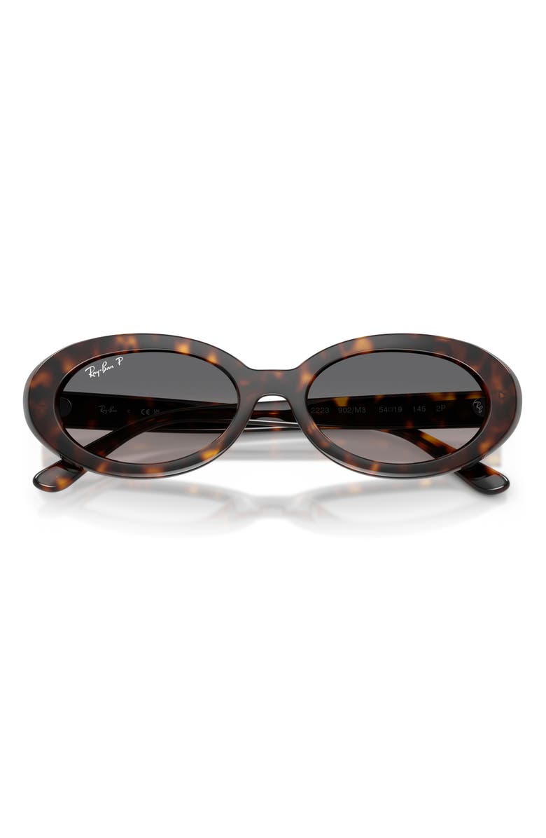 Ray-Ban 54mm Gradient Polarized Oval Sunglasses, Alternate, color, Havana / Grey Gradient Polar