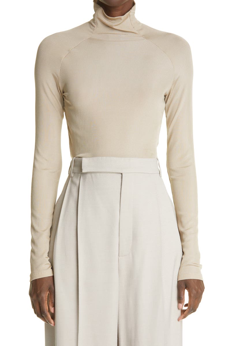 St. John Collection Long Sleeve Rib Turtleneck, Main, color, 