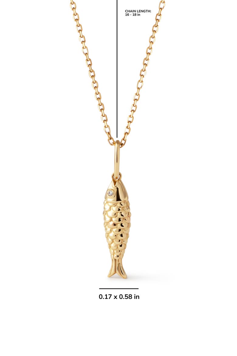 Solid Yellow Gold - Gold Fish Necklace, Alternate, color, Gold