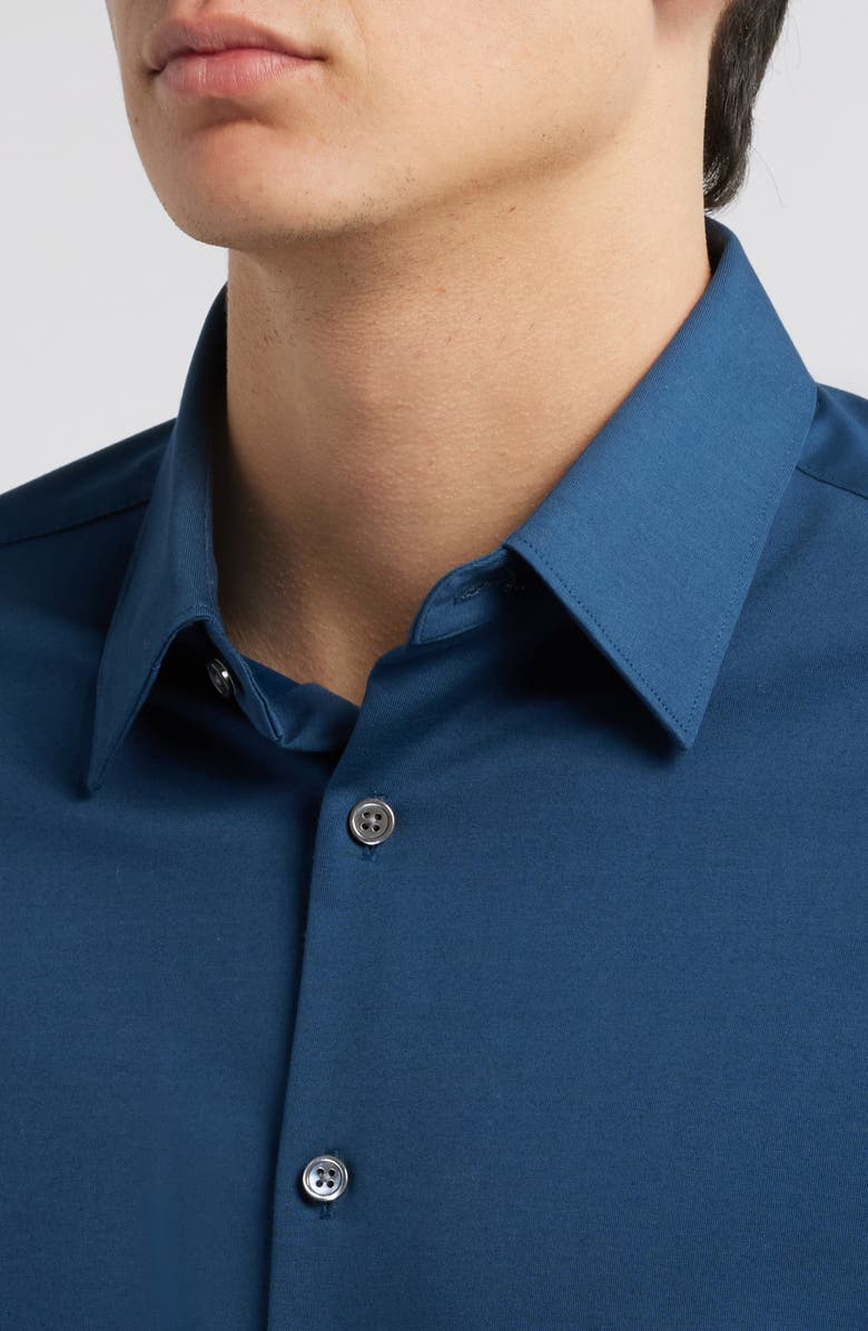 Theory Sylvain ND Structure Knit Button-Up Shirt, Alternate, color, Twilight