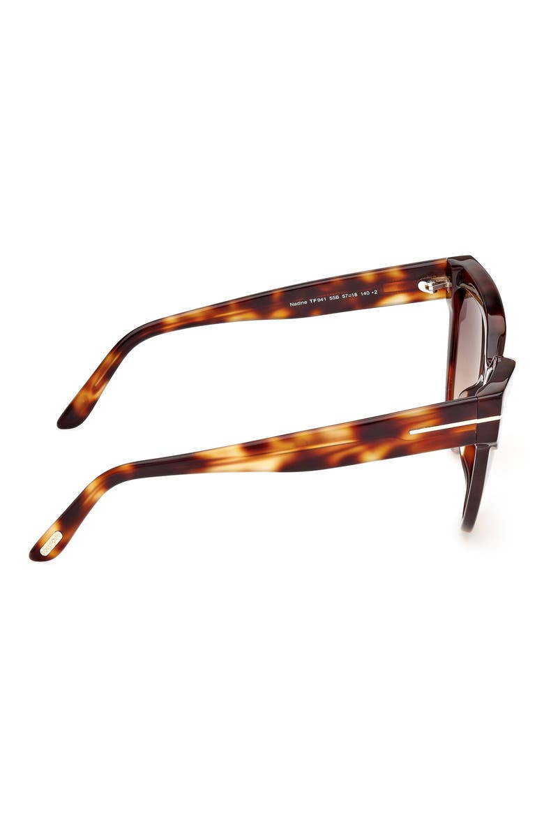 57mm Cat Eye Sunglasses, Alternate, color, HAVANA / GRADIENT SMOKE
