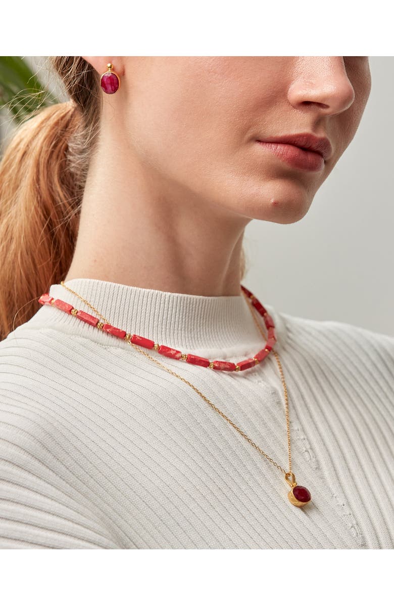 Ottoman Hands Siena Pendant Necklace, Alternate, color, Ruby