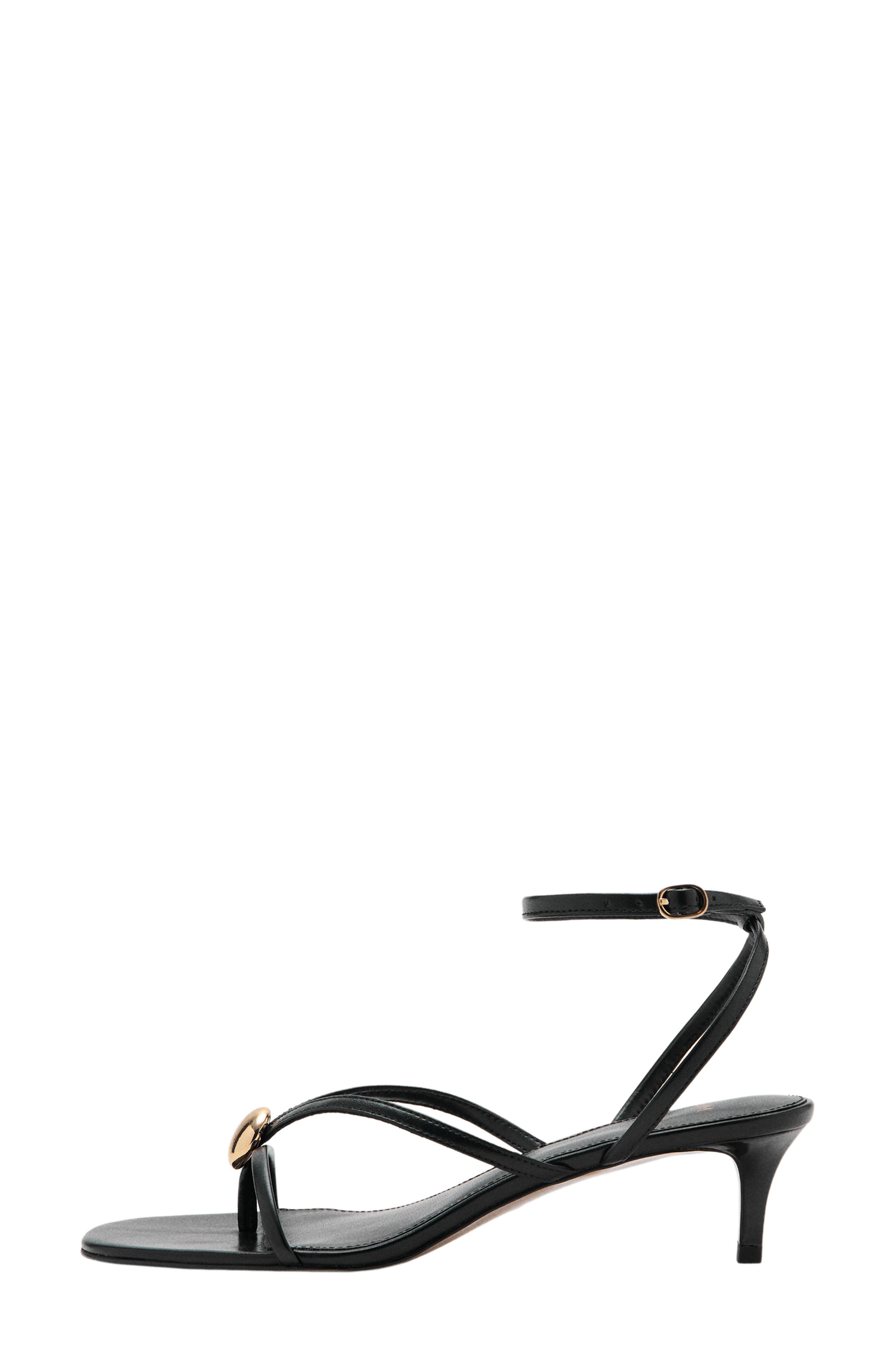 Metallic Bead Strappy Sandal, Alternate, color, BLACK