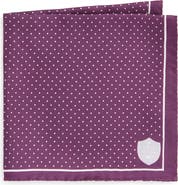 CLIFTON WILSON Plum & White Neat Dot Silk Pocket Square