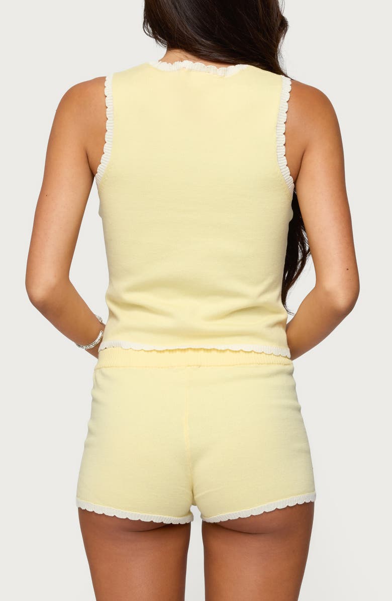 EDIKTED Leila Scallop Trim Crop Tank Top, Alternate, color, Yellow