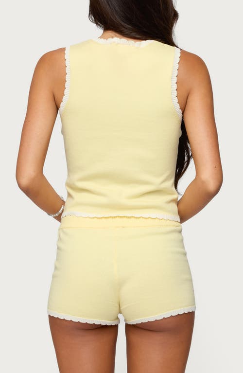Edikted Leila Scallop Trim Crop Tank Top In Yellow
