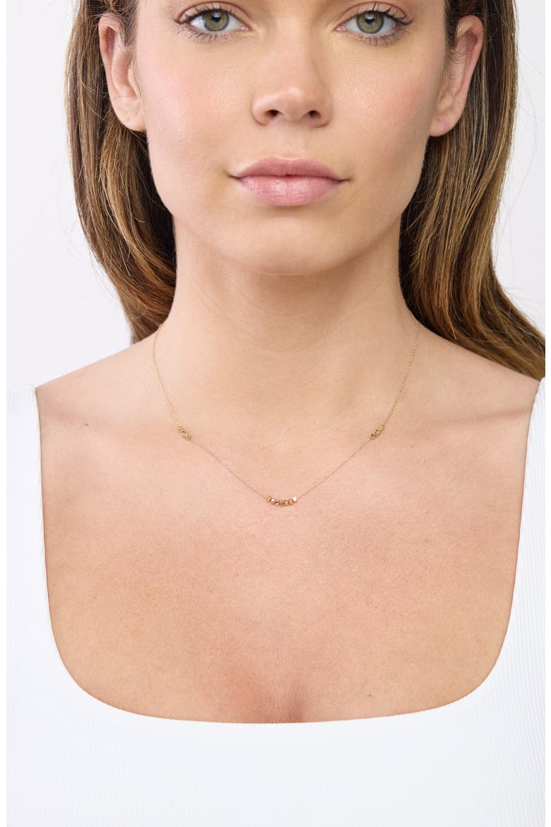 14k Gold Beaded Chain Necklace, Alternate, color, 14KY