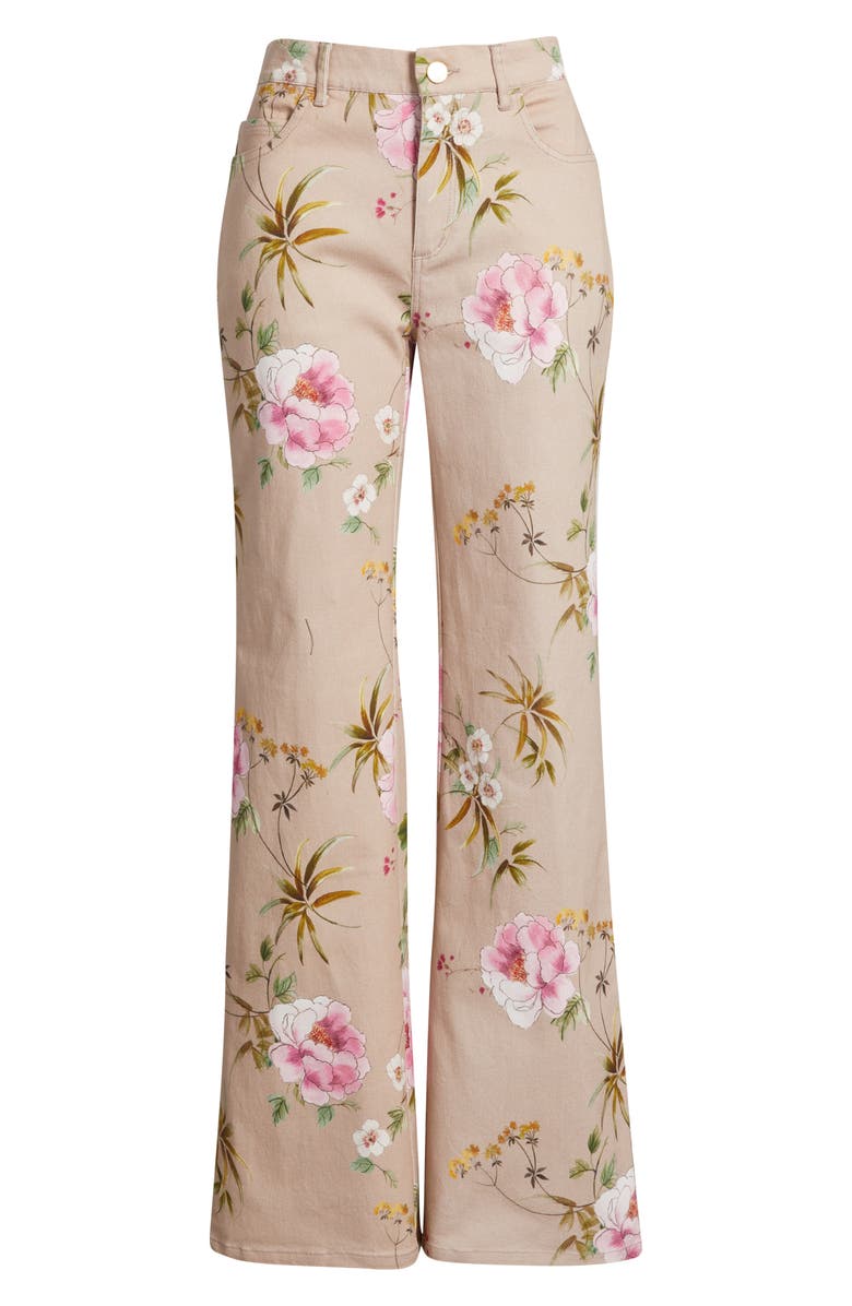 KOBI HALPERIN Leigh Floral Stretch Cotton Twill Pants, Alternate, color, Natural Multi
