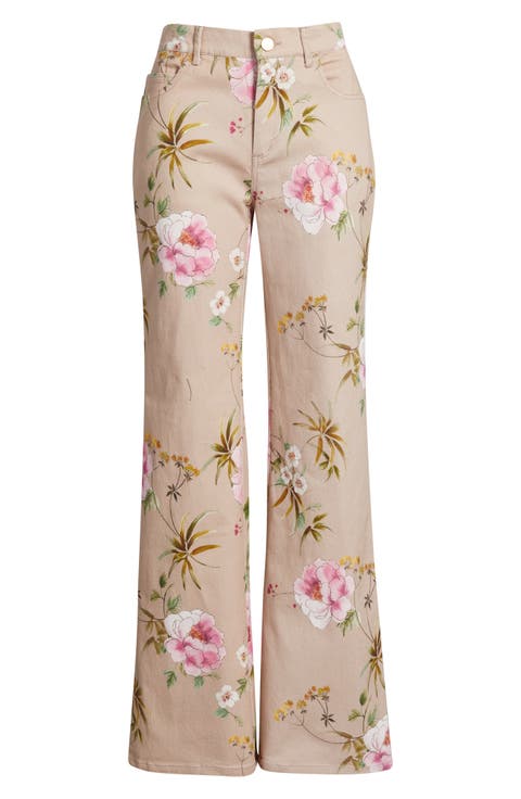 Leigh Floral Stretch Cotton Twill Pants