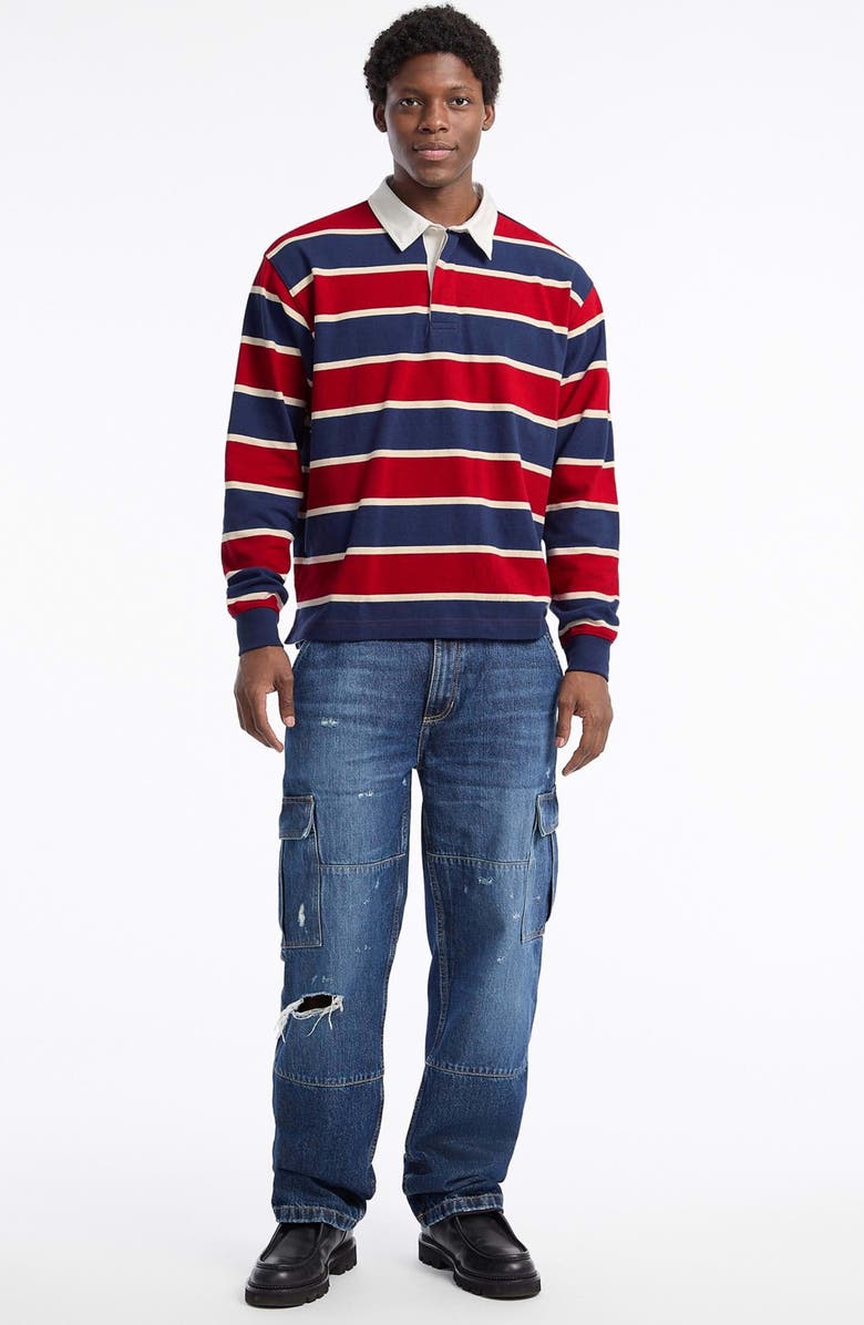 GUESS JEANS Stripe Rugby Shirt, Alternate, color,