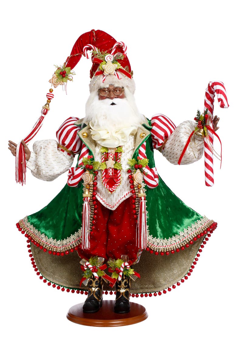 African American Candy Cane and Cookie Santa, Main, color, Red