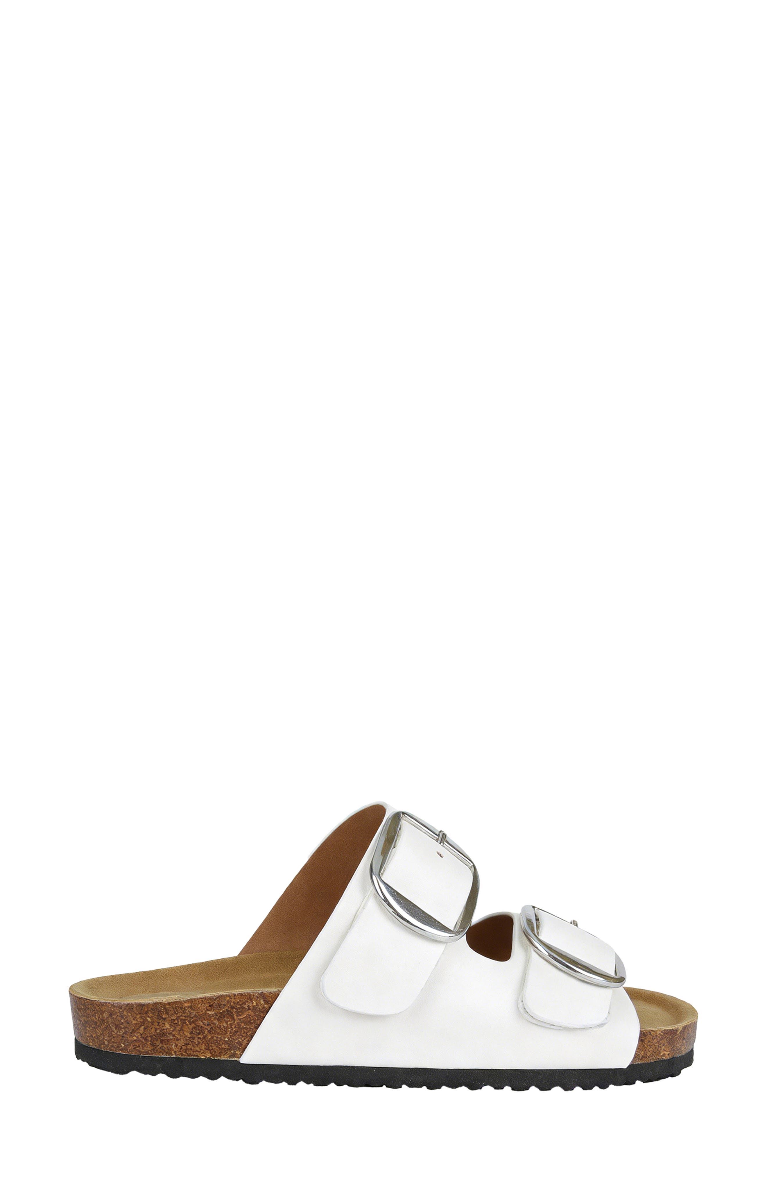 Griffin Faux Leather Double Strap Slide Sandal, Alternate, color, WHITE