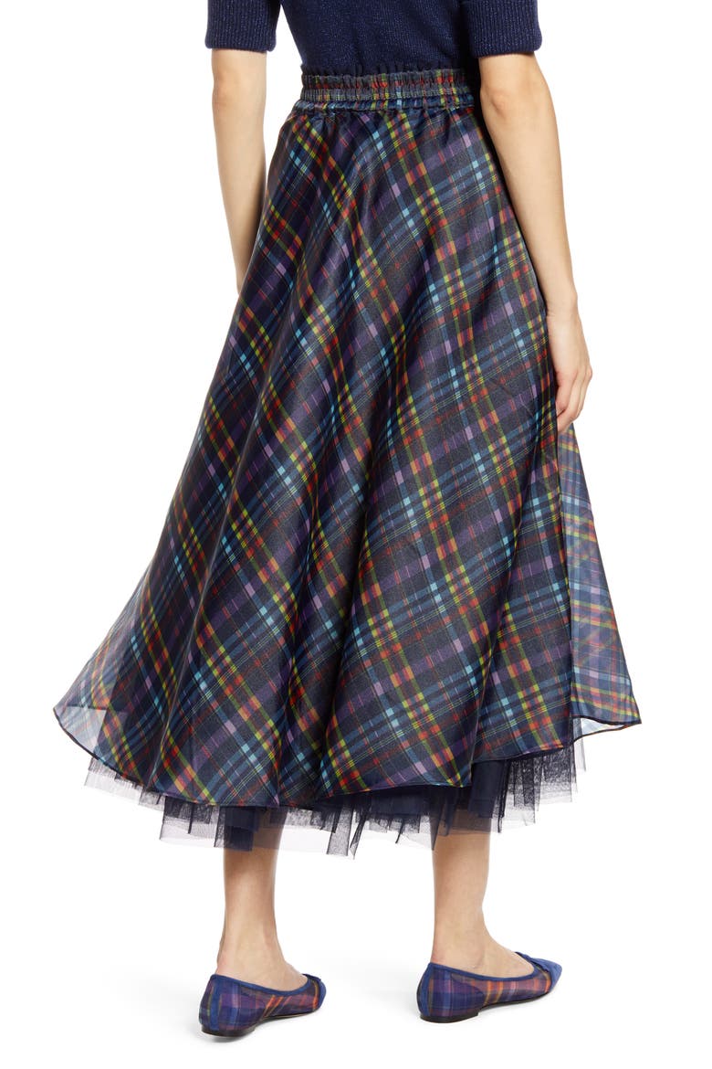 x Atlantic-Pacific Full Organza Midi Skirt (Nordstrom Exclusive), Alternate, color, NAVY PLAID