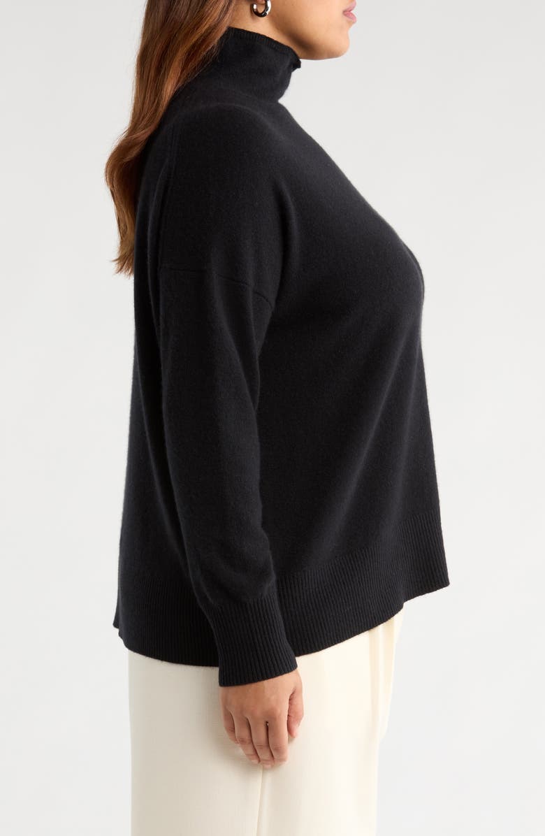 Nordstrom Oversize Cashmere Turtleneck Sweater, Alternate, color, Black Rock