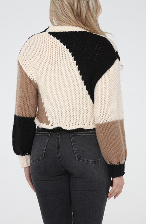 Rain And Rose Block Print Cardigan In Brown