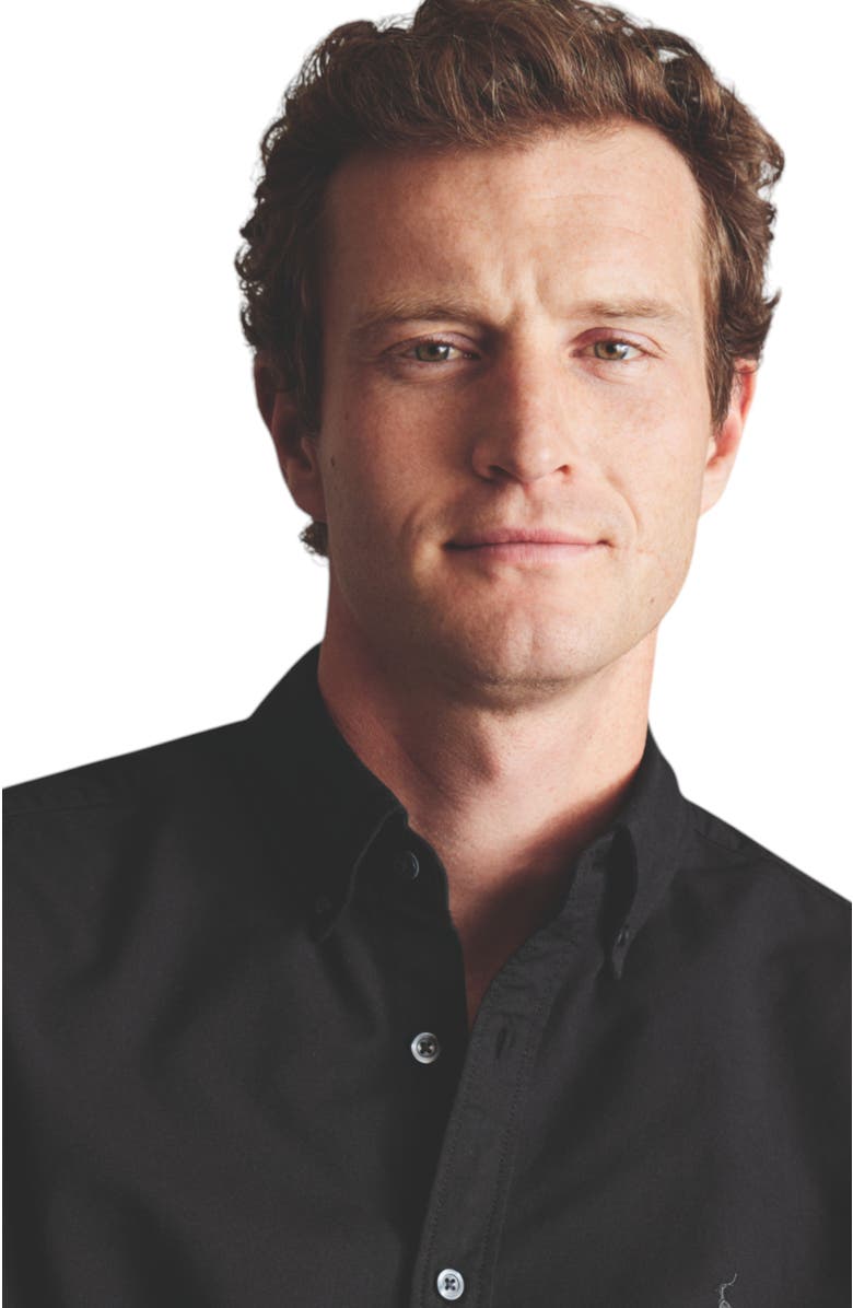 Charles Tyrwhitt Stretch Washed Oxford Shirt, Alternate, color, Black