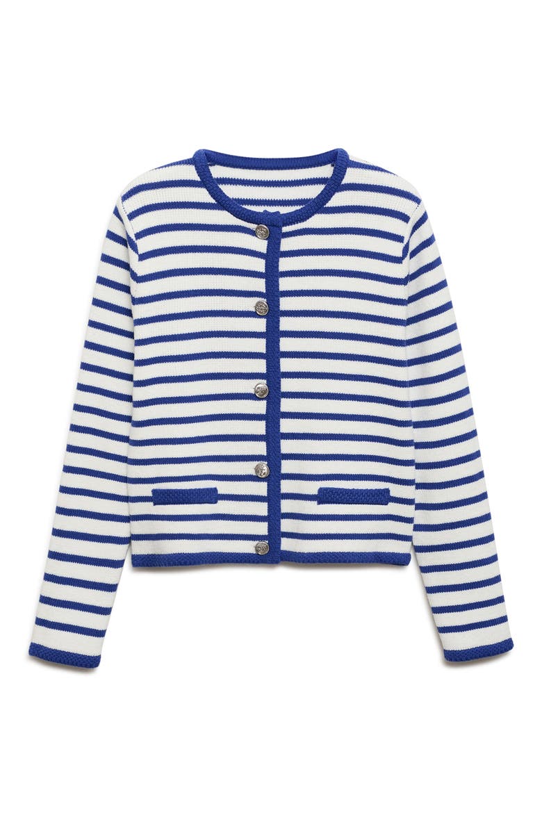 Stripe Cotton Blend Cardigan, Alternate, color, BLUE