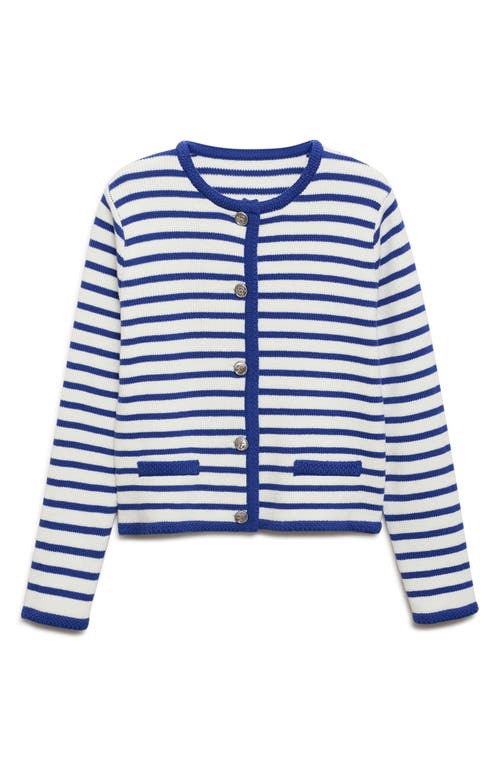 Mango Stripe Cotton Blend Cardigan