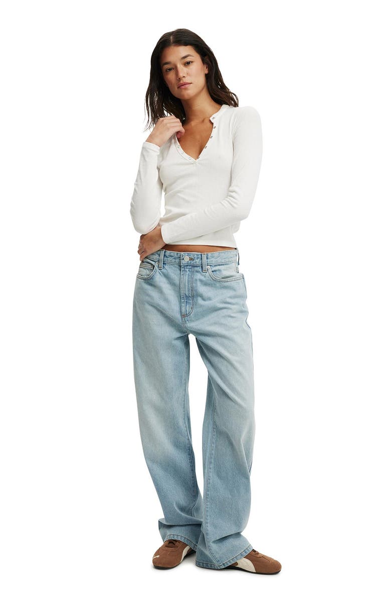 Cotton On Women's Ryan Henley Long Sleeve, Alternate, color, Vintage White