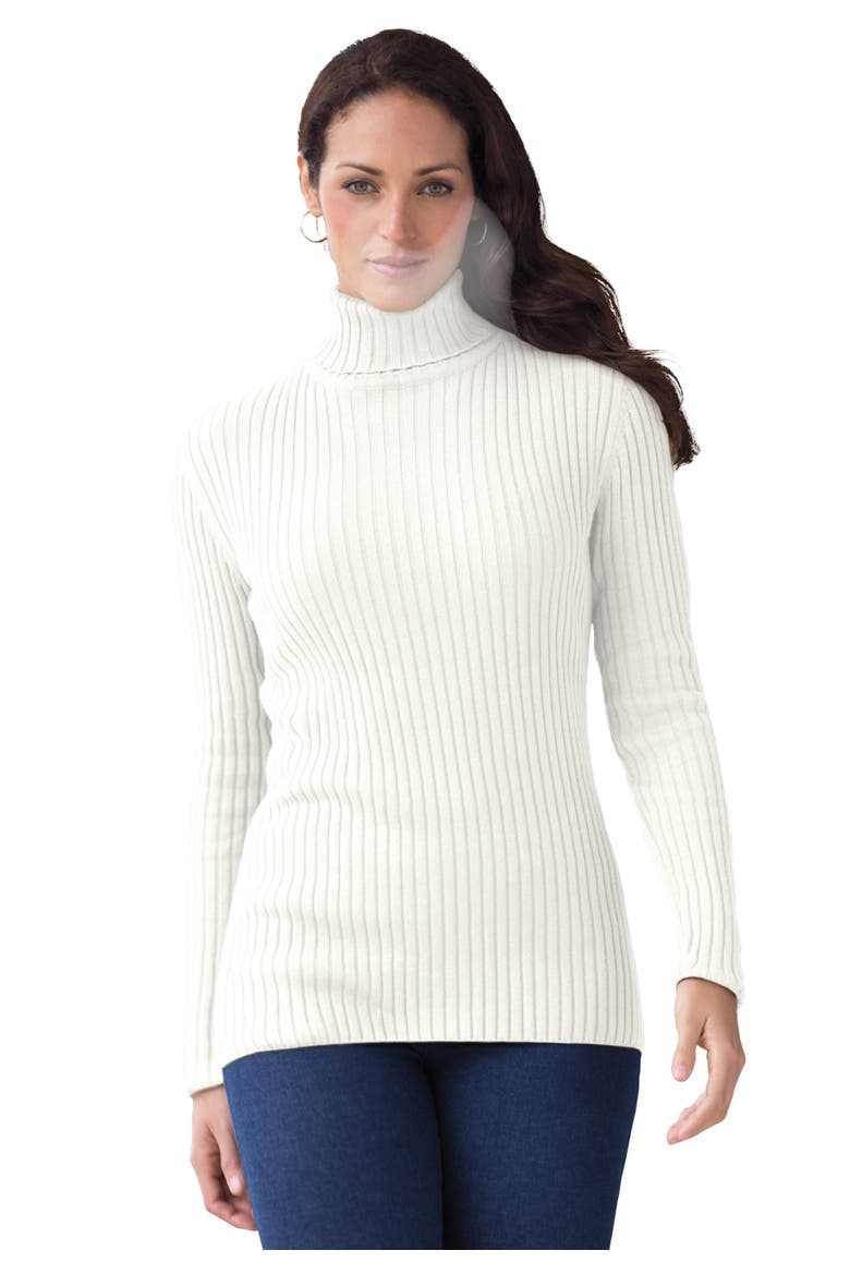 Ribbed Cotton Turtleneck Sweater, Main, color, IVORY