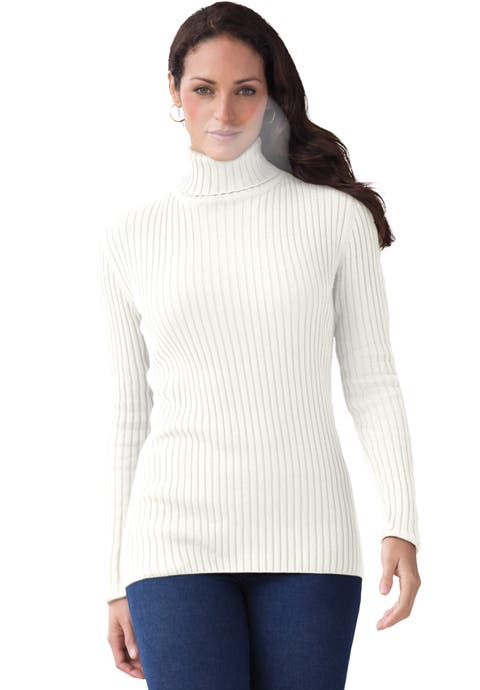 Ribbed Cotton Turtleneck Sweater (Plus Available)