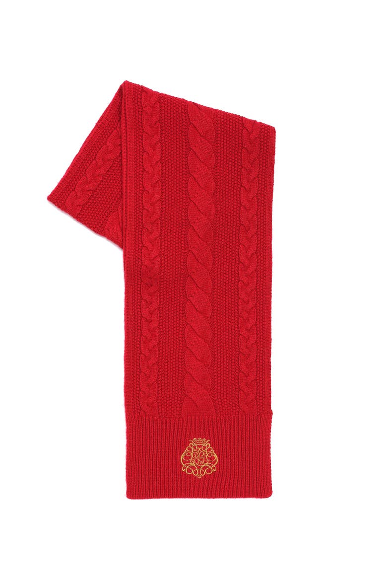direct embroidery cable scarf, Alternate, color, ralph red