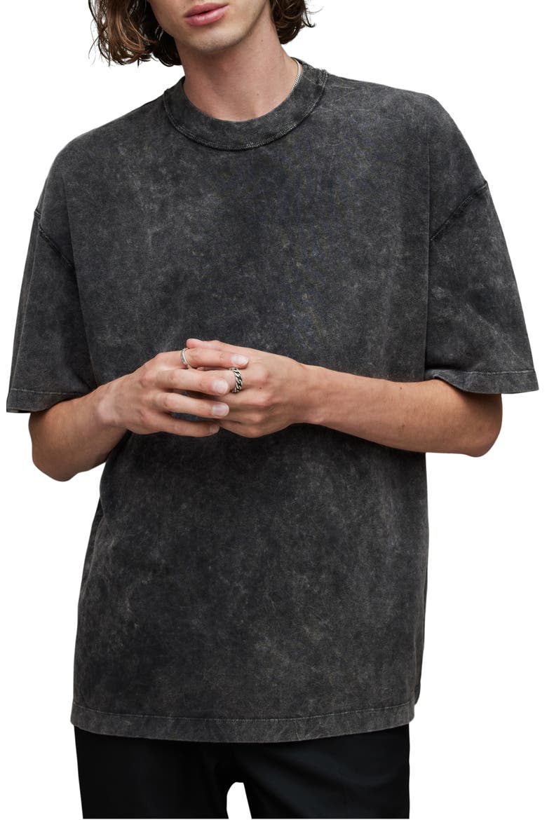 Roca Crewneck T-Shirt, Main, color, WASHED BLACK