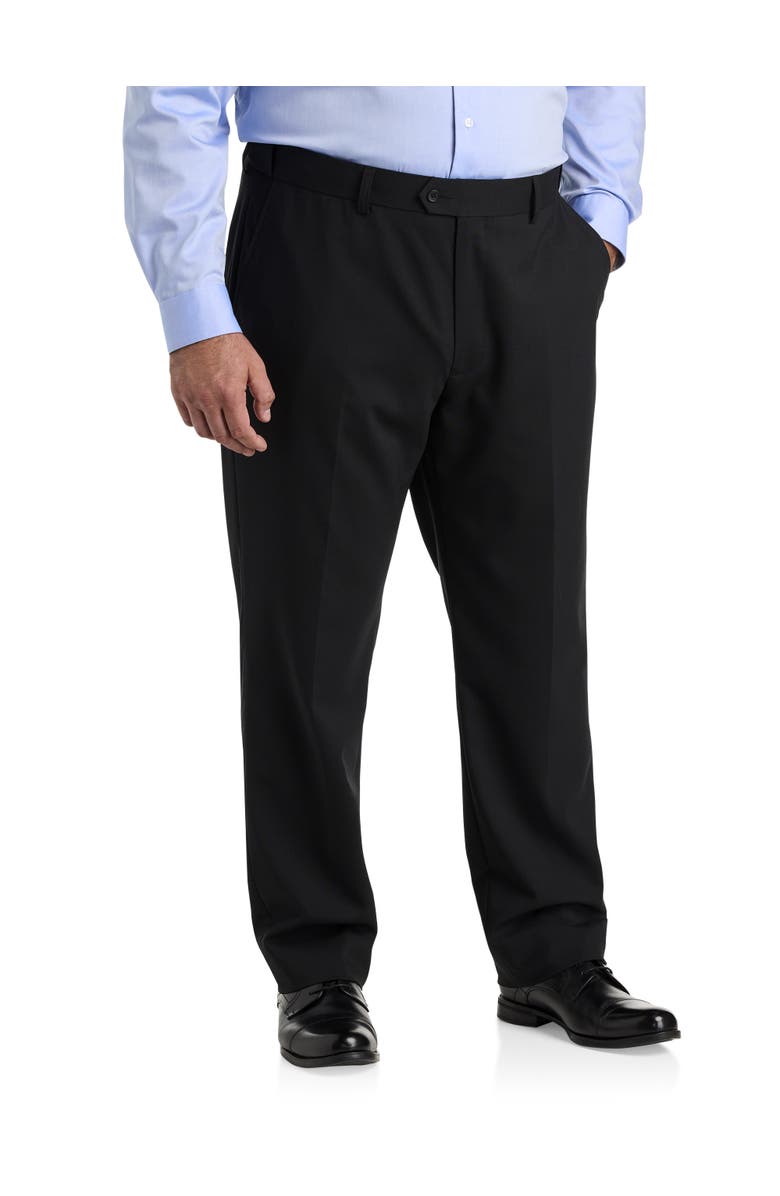 Oak Hill by DXL Big & Tall Perfect Fit Waist-Relaxer Flat-Front Suit Pants V2, Main, color, Black
