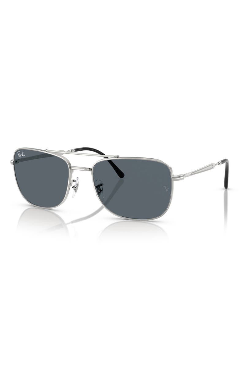 Ray-Ban 59mm Rectangular Aviator Sunglasses, Alternate, color, Silver