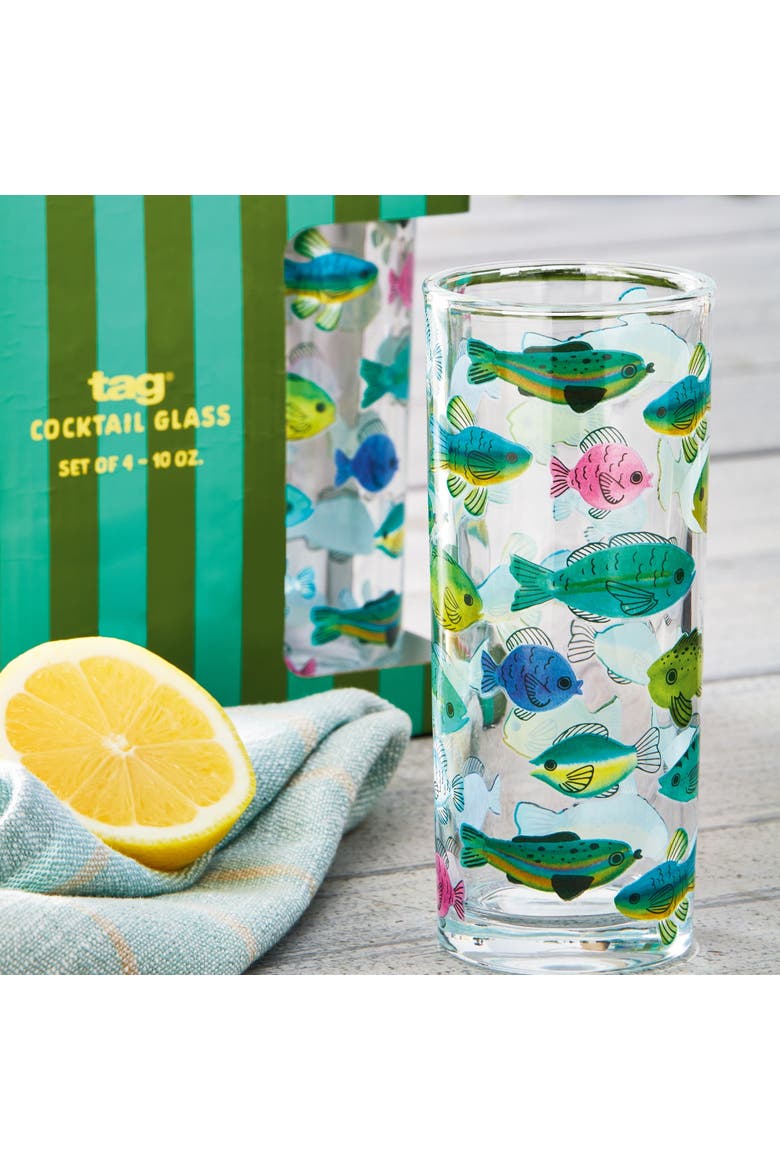 Make A Splash Drinking Glasses Set of 4 Dishwasher Safe, Alternate, color, Green