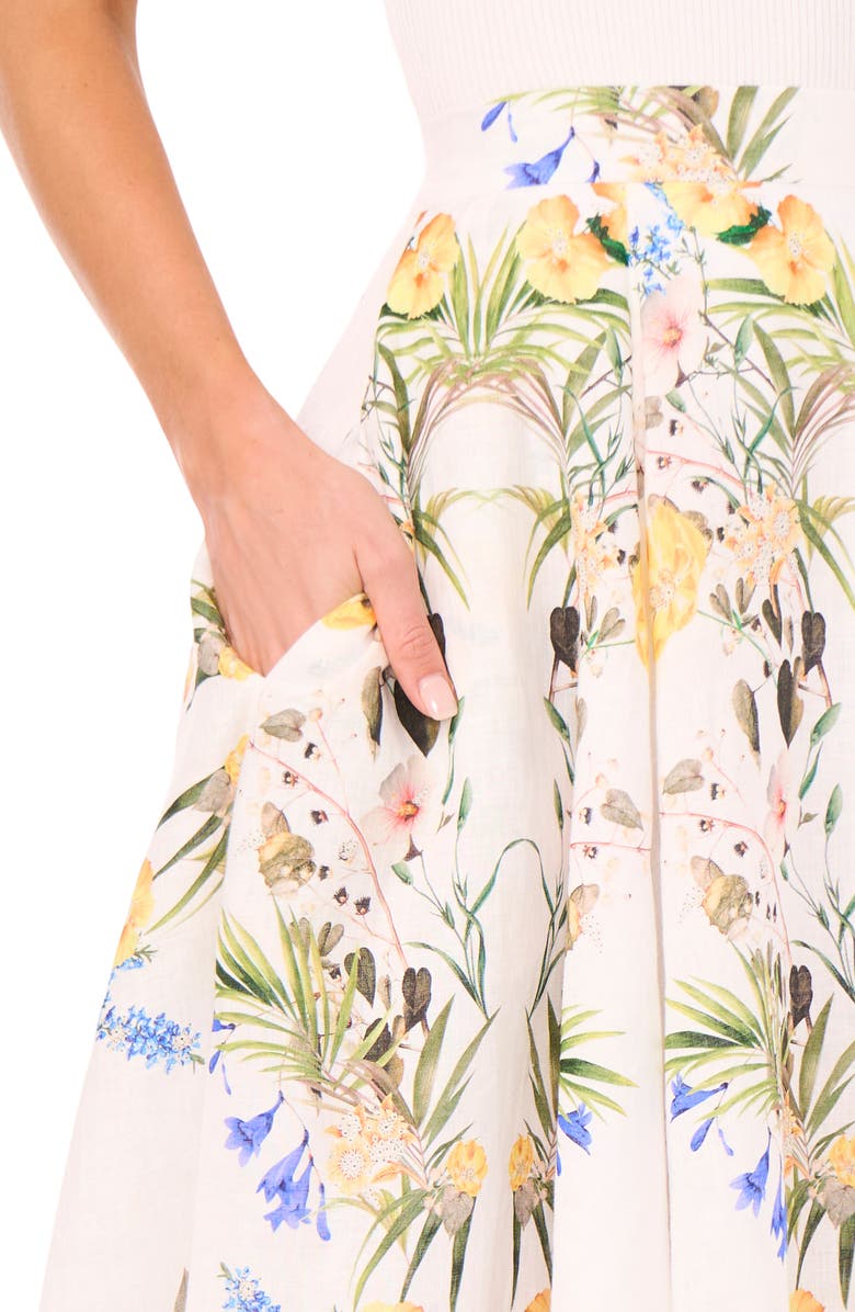 Ted Baker Floral Linen Midi Skirt, Alternate, color, 