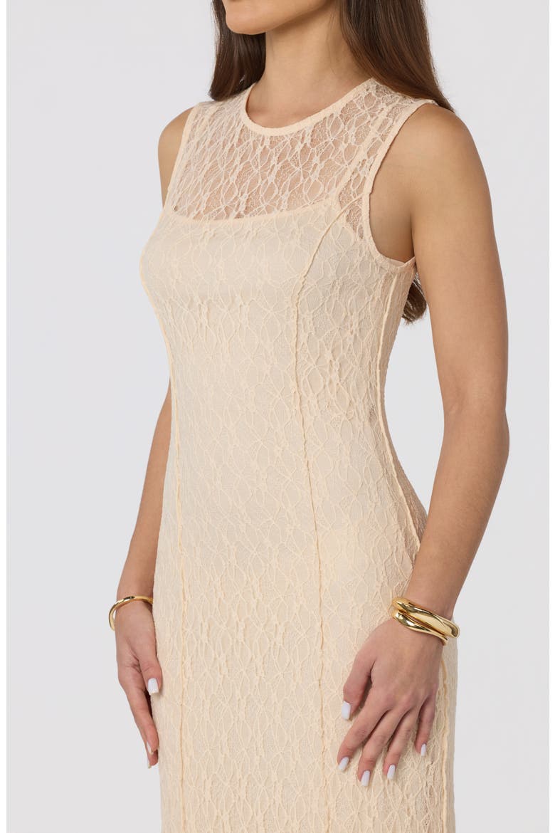 Annabella Lace Overlay Midi Dress, Alternate, color, CREAM