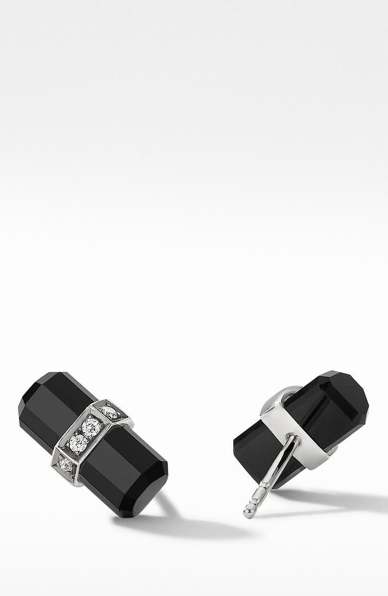 David Yurman Lexington Black Onyx & Diamond Stud Earrings, Alternate, color,