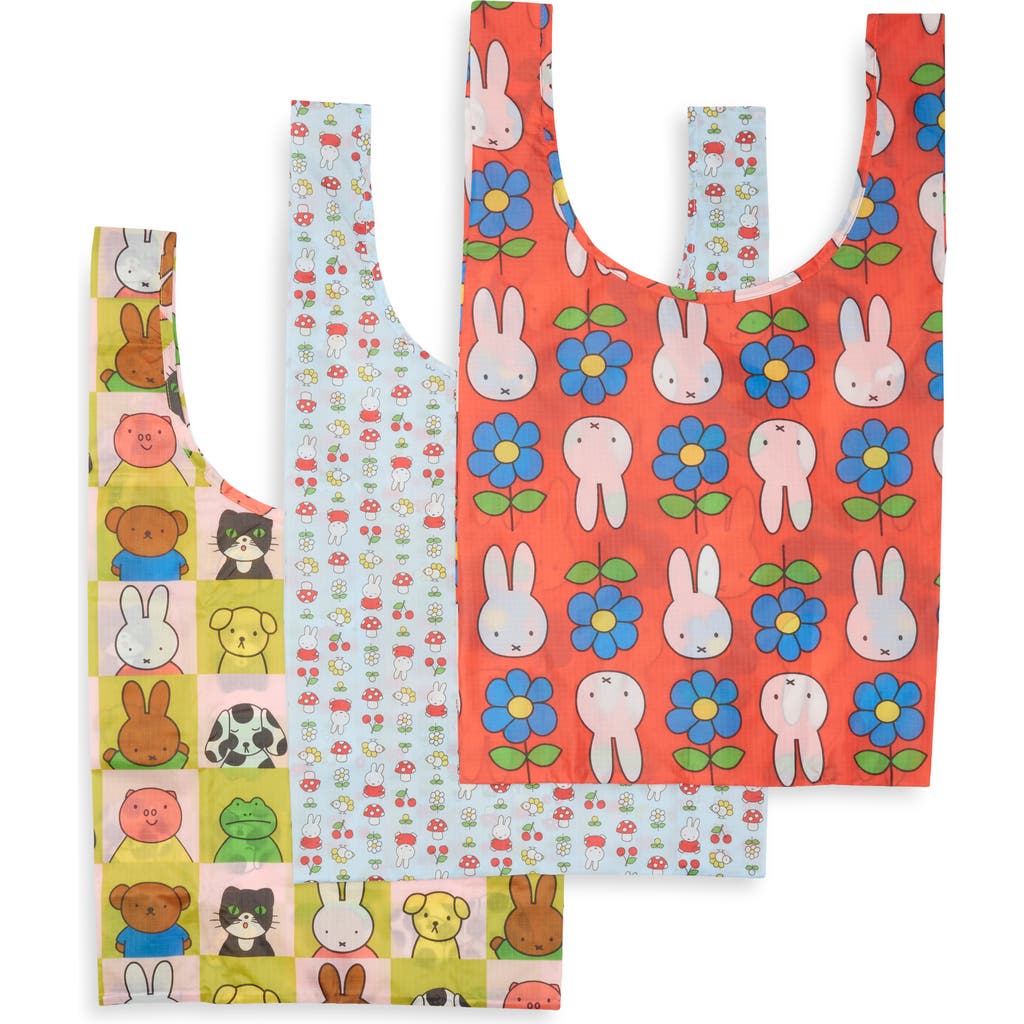 Baggu Set Of 3 Standard Recycled Nylon Totes In Miffy
