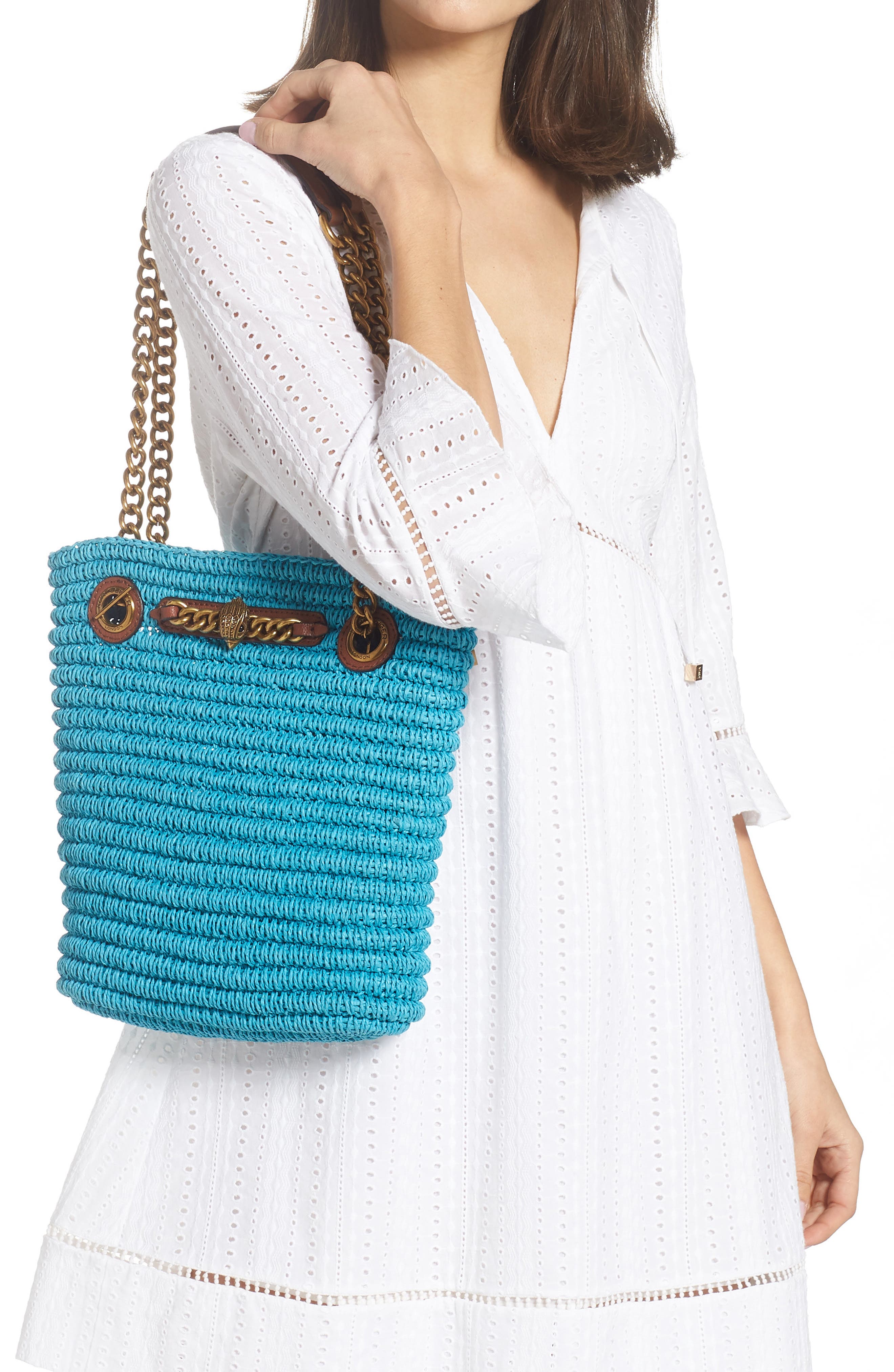 Small Chelsea Raffia Tote, Alternate, color, MEDIUM BLUE