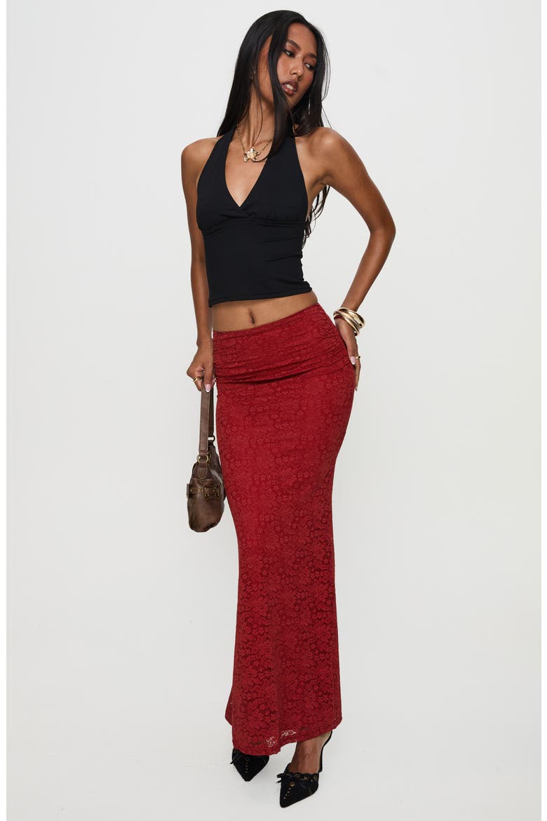 Silene Lace Maxi Skirt, Alternate, color, RED