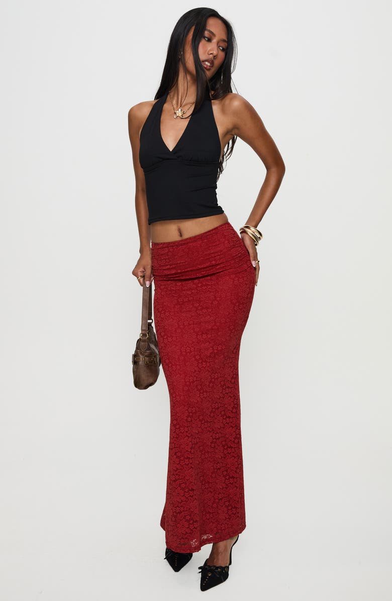 Princess Polly Silene Lace Maxi Skirt, Alternate, color, Red