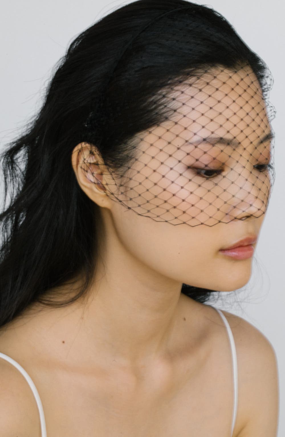 Voilette Silk Headband with Mesh Veil, image 2 of 3