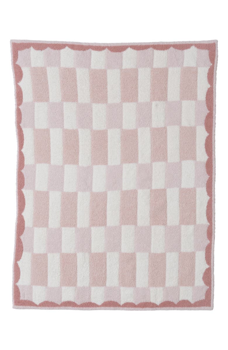Barefoot Dreams<sup>®</sup> Check Scallop Border CozyChic<sup>®</sup> Stroller Blanket, Main, color,