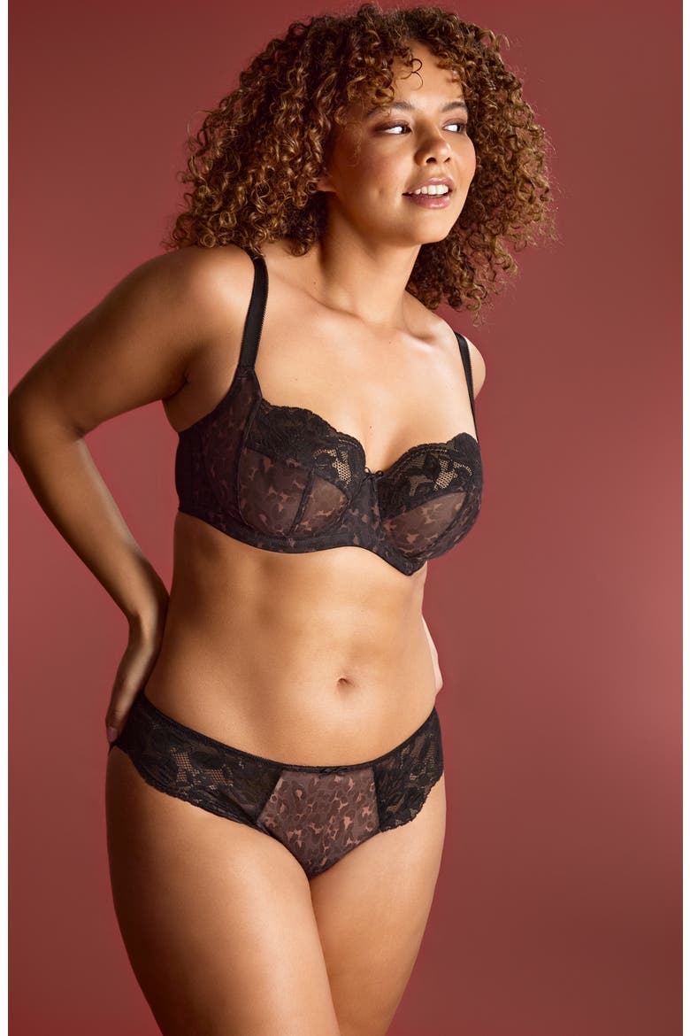 Nina Lace Cheeky Bikini, Alternate, color, BLACK LEOPARD