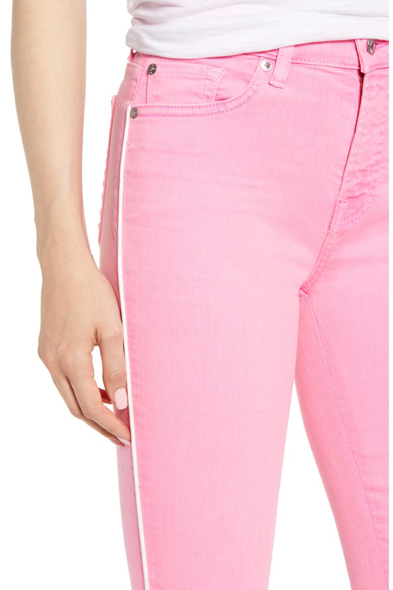 7 For All Mankind® High Waist Crop Jeans, Alternate, color, NEON PINK