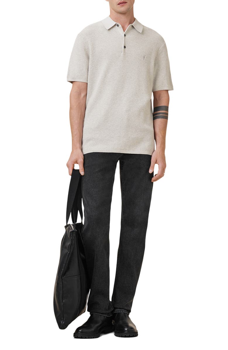 AllSaints Oversize Cotton & Wool Waffle Polo Sweater, Alternate, color, 