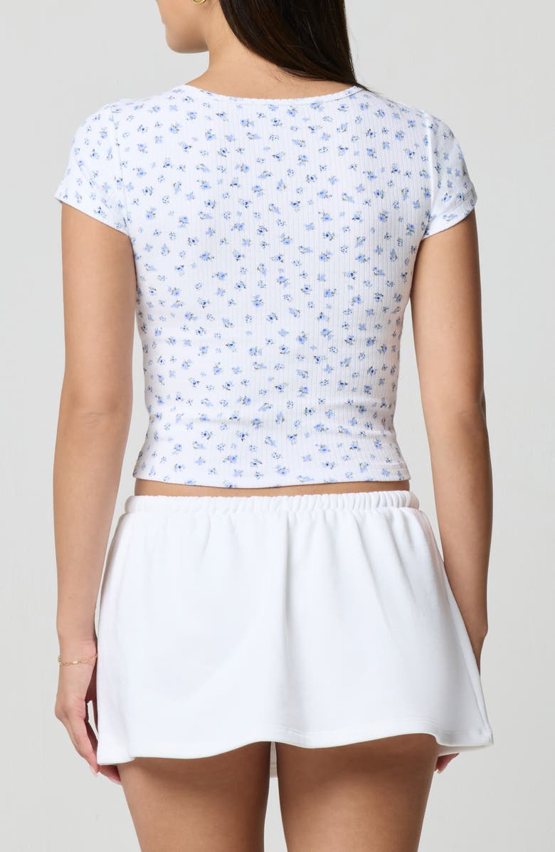 Florence by Mills Ditsy Floral Stretch Cotton Crop Baby T-Shirt, Alternate, color, Petit Jardin White/ Blue