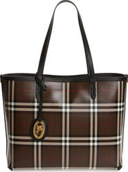 Burberry Medium Check Coated Canvas & Leather Tote