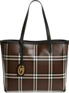 Burberry Medium Check Coated Canvas & Leather Tote